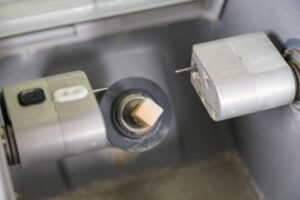 Block of ceramic in a CEREC milling machine